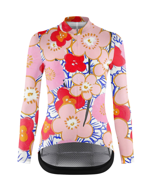 ROCKBROS Women's Artistic Hand-Painted Floral Long Sleeve Cycling Jersey