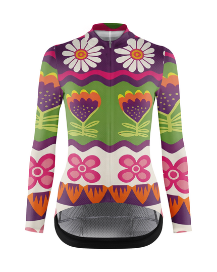 ROCKBROS Women Bohemian Floral Long Sleeve Cycling Jersey