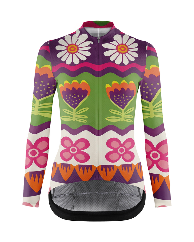 ROCKBROS Women Bohemian Floral Long Sleeve Cycling Jersey