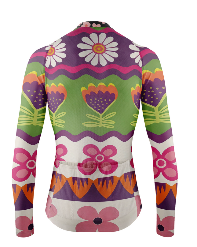 ROCKBROS Women Bohemian Floral Long Sleeve Cycling Jersey