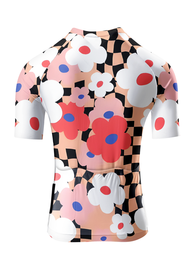 ROCKBROS Women's Retro Psychedelic Floral & Checkerboard Aero Cycling Set