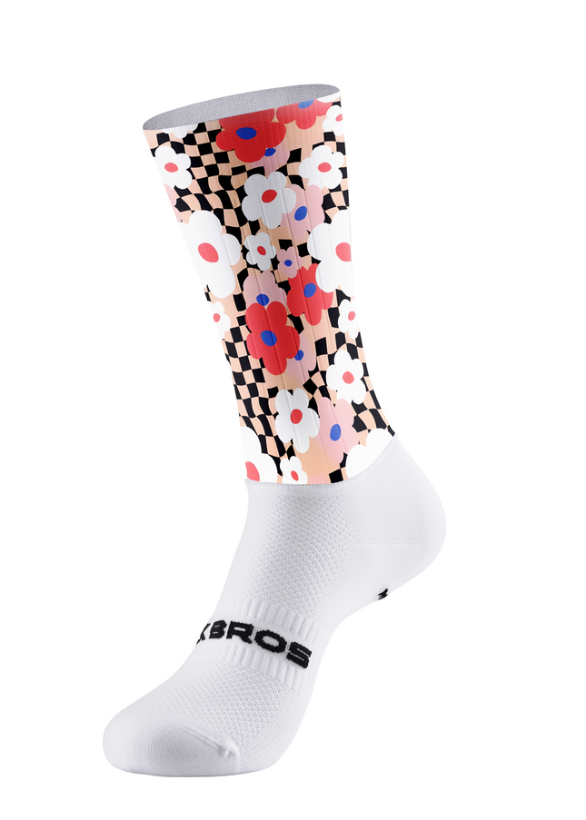 ROCKBROS Women's Retro Psychedelic Floral & Checkerboard Aero Cycling Set