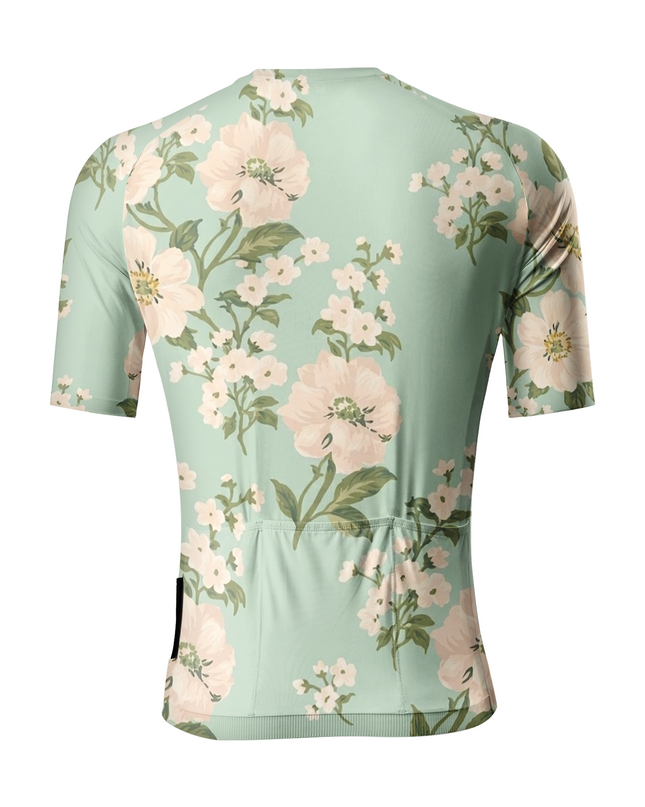 ROCKBROS Men's Vintage Mint Green Floral Print Short Sleeve Cycling Jersey