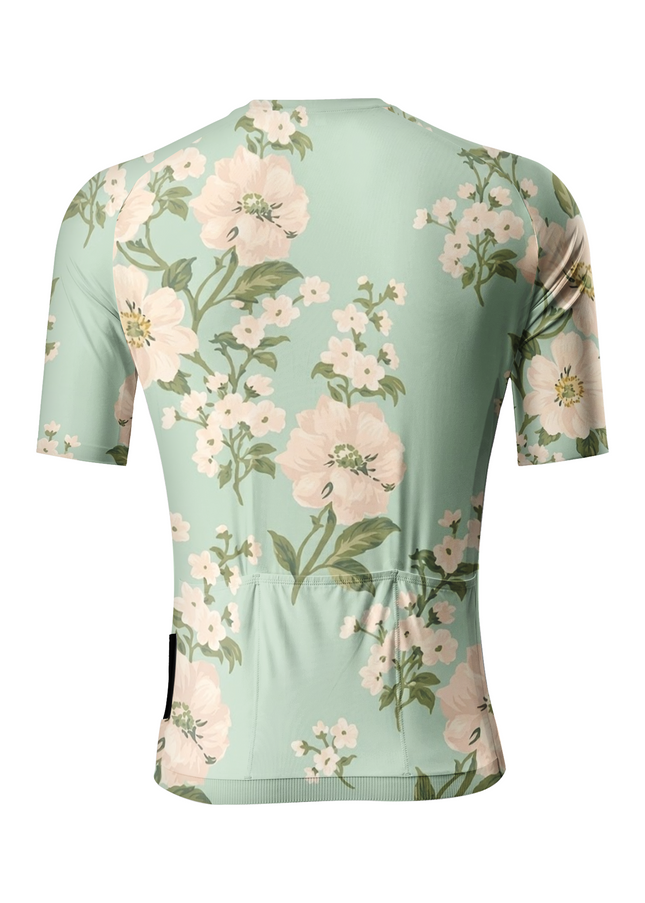 ROCKBROS Men's Vintage Mint Green Floral Print Short Sleeve Cycling Jersey