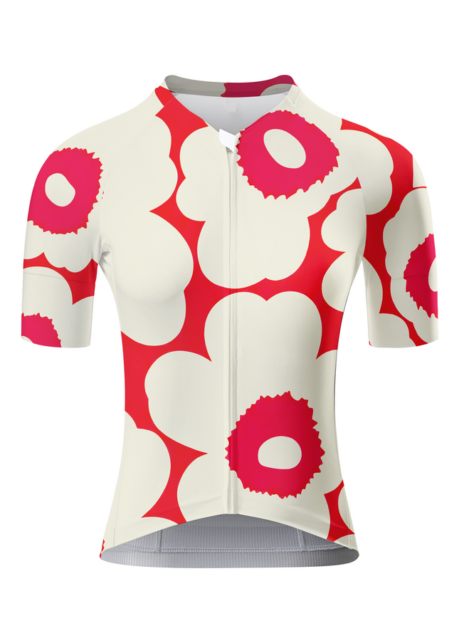 ROCKBROS Women's Retro Poppy Bloom High-Visibility Pro Aero Cycling Jersey