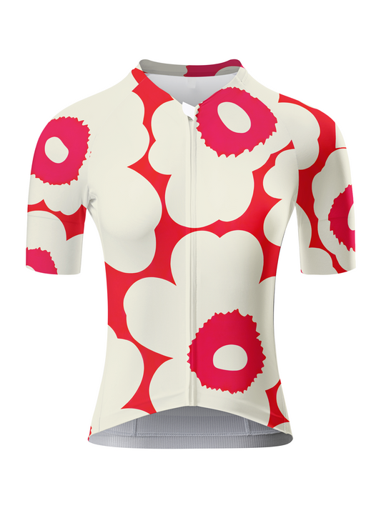 ROCKBROS Women's Retro Poppy Bloom High-Visibility Pro Aero Cycling Jersey