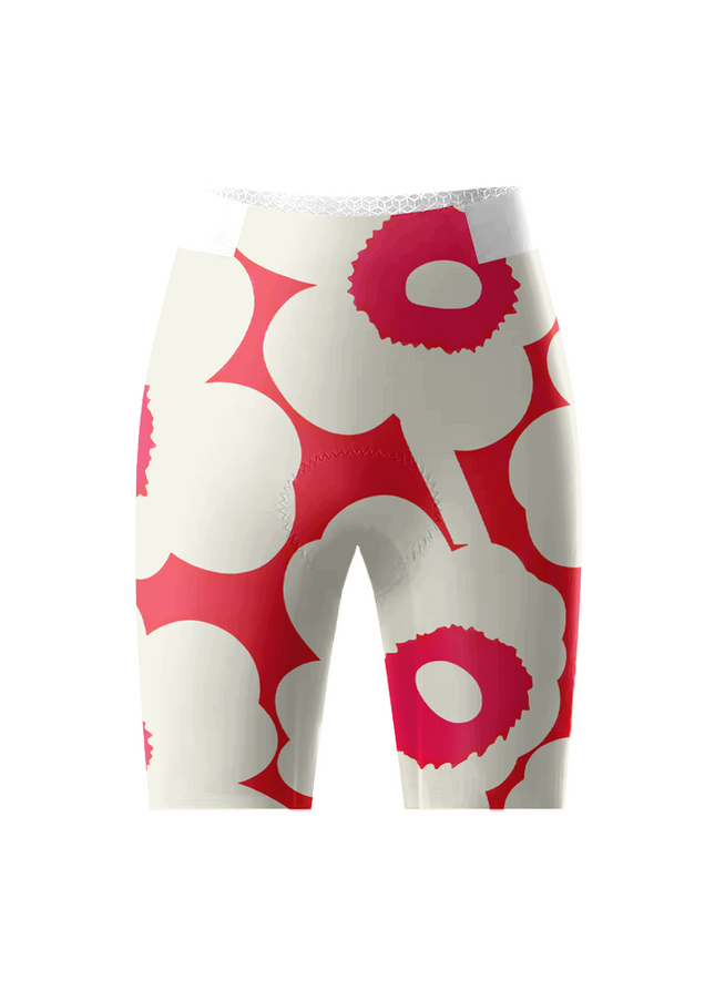ROCKBROS Women's Vintage Poppy Bloom Comfy-Waist Cycling Shorts