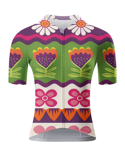 ROCKBROS Women's Retro Floral Multi-Color Cycling Jersey