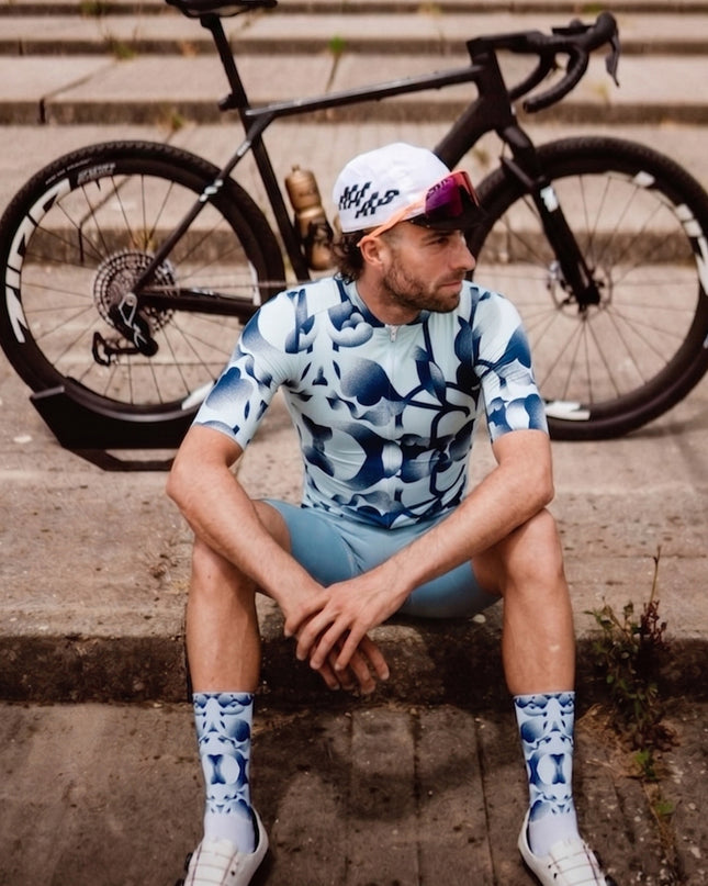 ROCKBROS Men's Sky Blue Gradient Compression Cycling Bibs