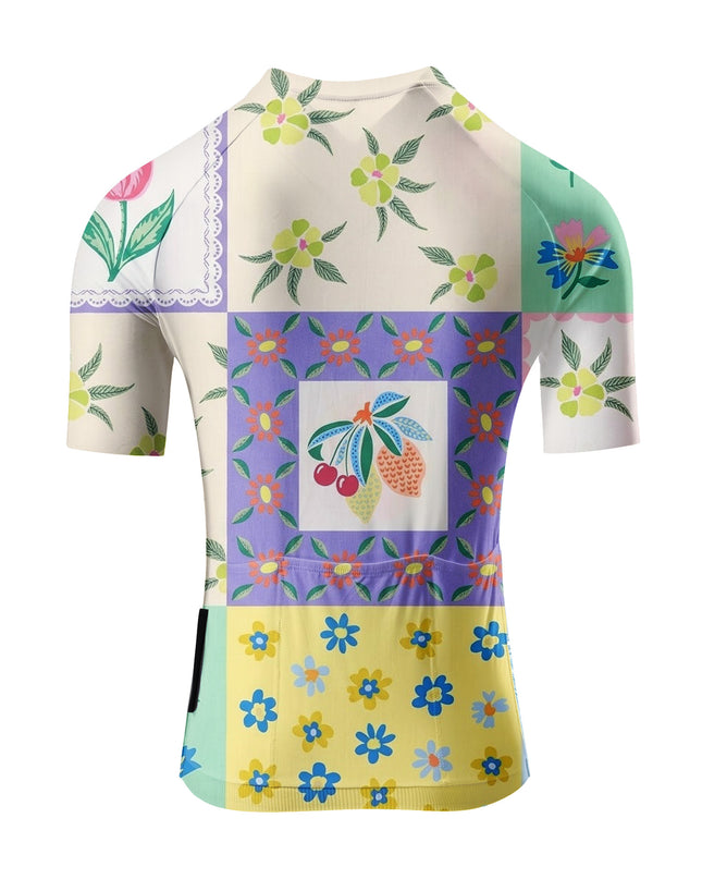 ROCKBROS Women's Vintage Fruit & Floral Patchwork Short Sleeve Cycling Set