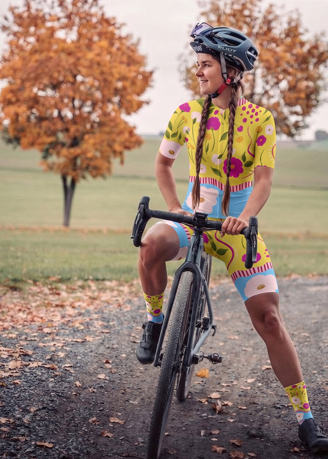ROCKBROS Women Artistic Floral Long Sleeve Cycling Jersey