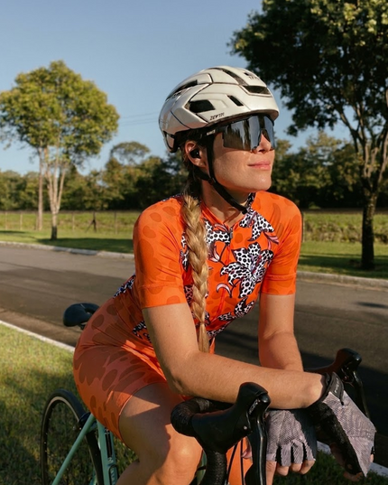 ROCKBROS Women's Orange Leopard Print Lily Floral Short Sleeve Cycling Set