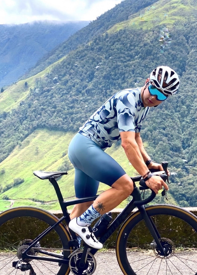 ROCKBROS Men's Abstract Ink Floral Print Short Sleeve Cycling Set