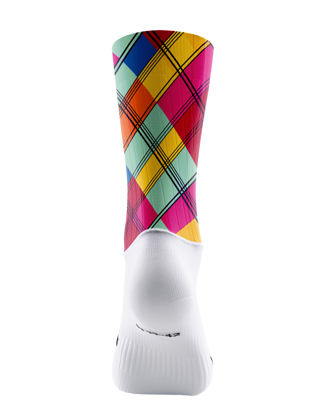 ROCKBROS Bright Rainbow Tartan Geometric Performance Cycling Socks