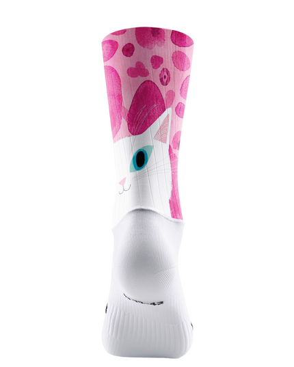 ROCKBROS Cute Heterochromatic Cat Pink Watercolor Spot Mid-Calf Cycling Socks