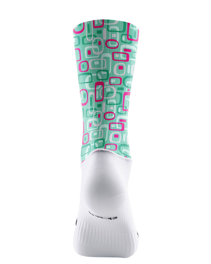 ROCKBROS Mint Pink Geometric Square Cycling Socks