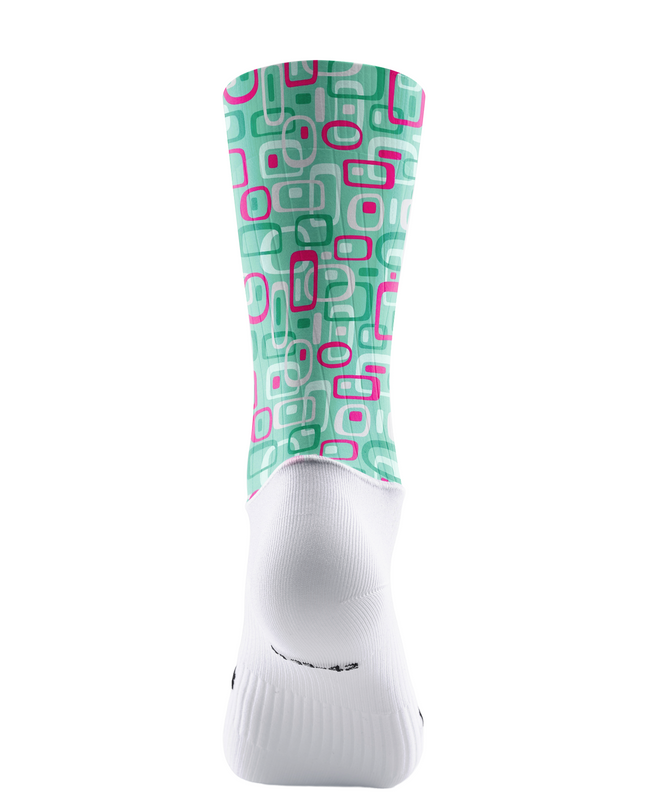 ROCKBROS Mint Pink Geometric Square Cycling Socks
