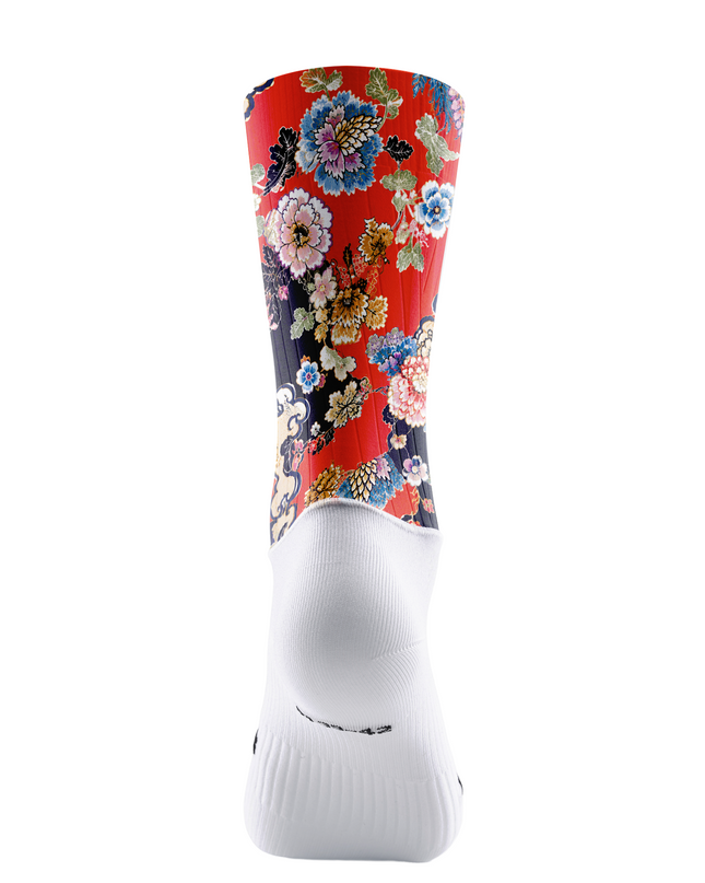 ROCKBROS Oriental Peony Floral Pattern Mid-Calf Cycling Socks