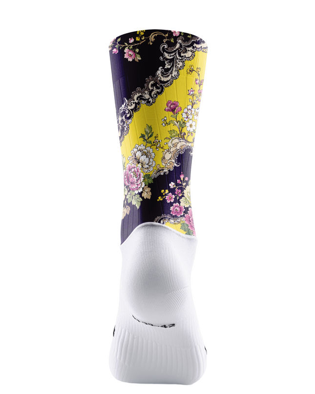ROCKBROS Vintage Peony Floral Spliced Mid-Calf Cycling Socks