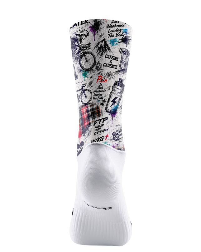 ROCKBROS White Multicolor Ink Splash Graffiti Bike Mid-Calf Cycling Socks