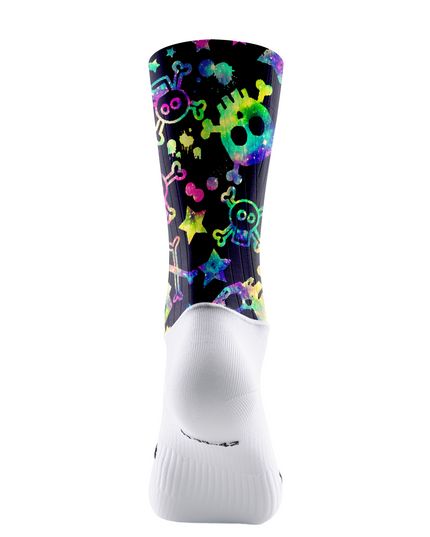 ROCKBROS Black Tube Rainbow Galaxy Skull Star Mid-Calf Cycling Socks