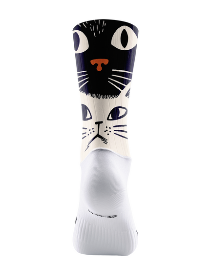ROCKBROS Retro Black White Twin Cat Face Mid-Calf Cycling Socks
