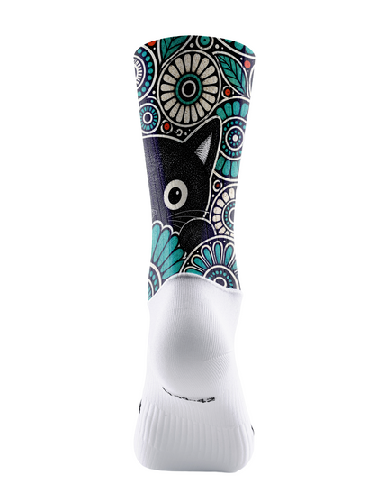 ROCKBROS Teal Floral Cat Graphic Cycling Socks