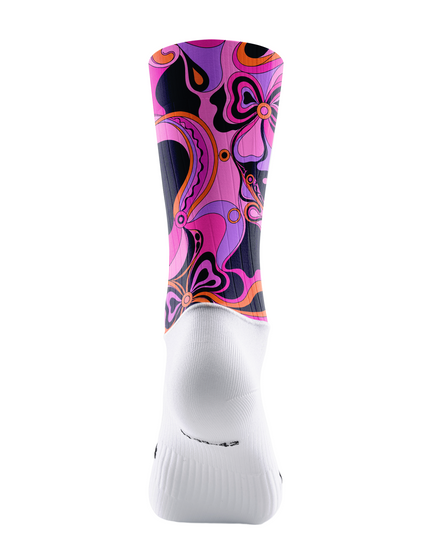 ROCKBROS Retro Pink Psychedelic Swirl Floral Cycling Socks