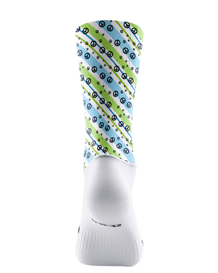 ROCKBROS Fresh Blue Green Stripe Peace Sign Cycling Socks