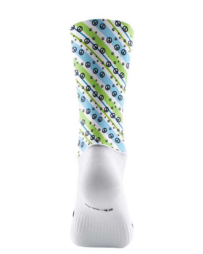 ROCKBROS Fresh Blue Green Stripe Peace Sign Cycling Socks