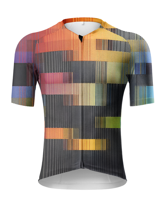 ROCKBROS Men's "Geo Pulse" Halftone Glitch Art Pro Aero Cycling Jersey