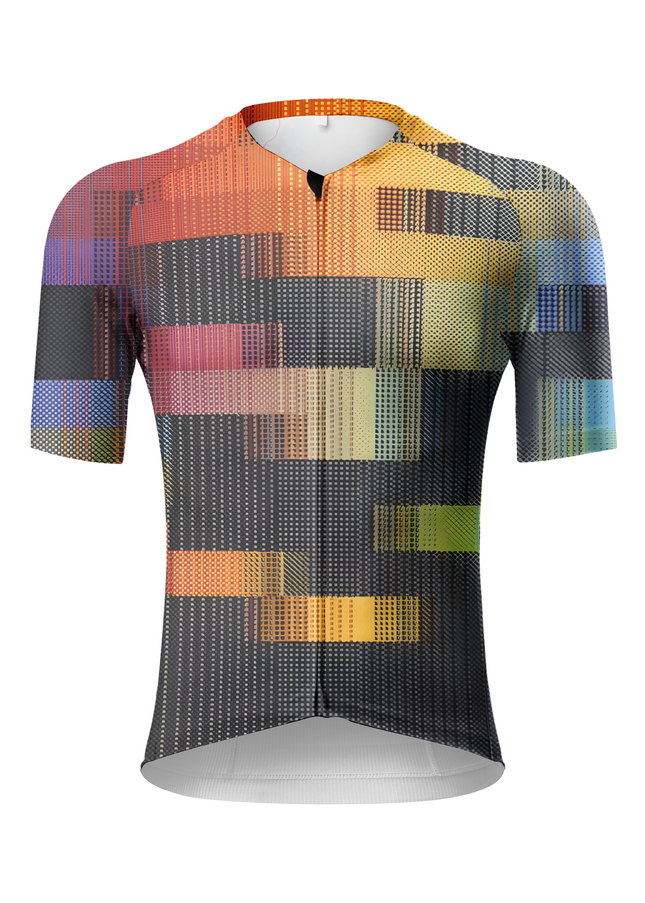 ROCKBROS Men's "Geo Pulse" Halftone Glitch Art Pro Aero Cycling Jersey