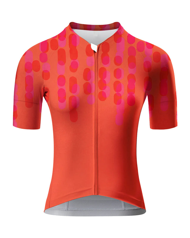 ROCKBROS Women's Vibrant Gradient Orange Pink Abstract Vertical Print Padded Bib Cycling Bibs