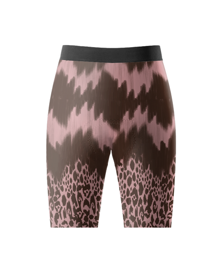 ROCKBROS Women's Wild Cheetah Print Pink & Brown Padded Cycling Shorts