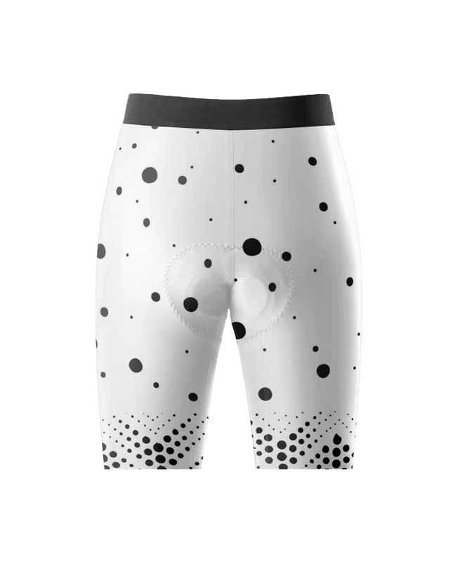 ROCKBROS Women's Modern Asymmetrical Black & White Polka Dot Padded Cycling Shorts
