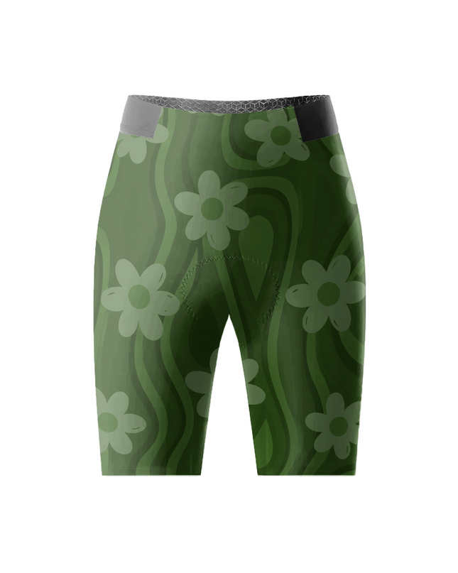 ROCKBROS Women's "Green Bloom" Retro Psychedelic Cycling Shorts