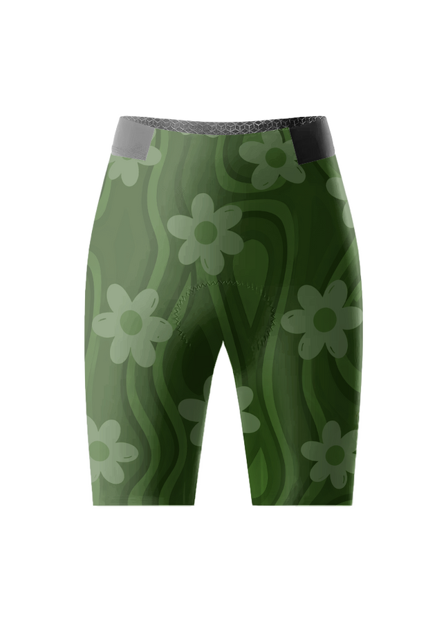 ROCKBROS Women's "Green Bloom" Retro Psychedelic Cycling Shorts