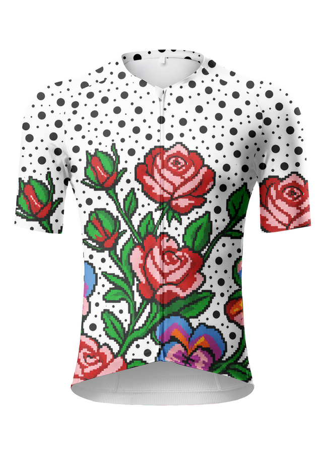 ROCKBROS Men's "Digital Rose" Pixel Art & Polka Dot Aero Jersey