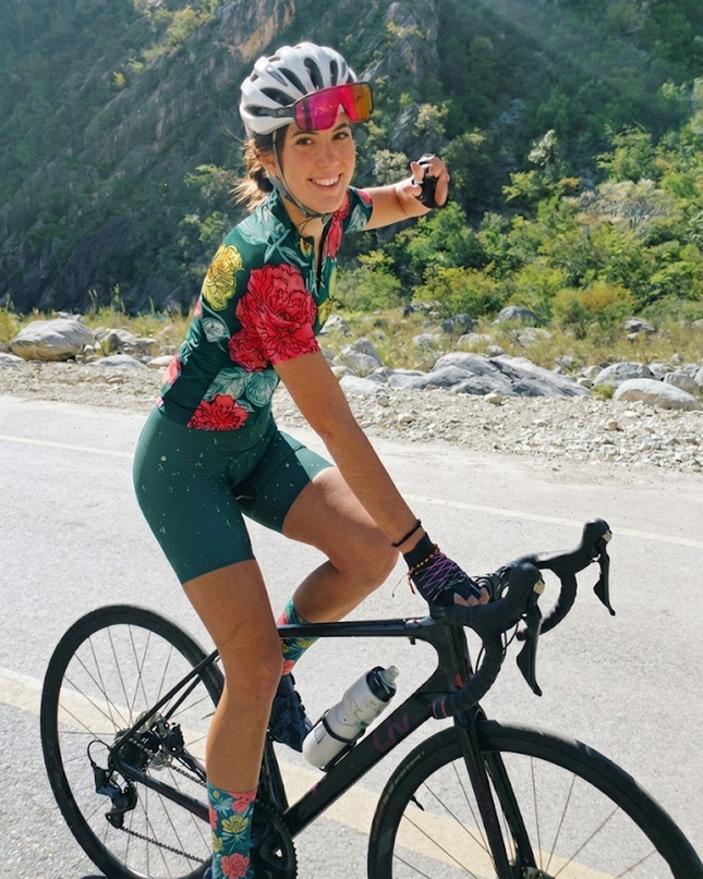 ROCKBROS Women's Teal Marble Print 3D Padded Cycling Bibs