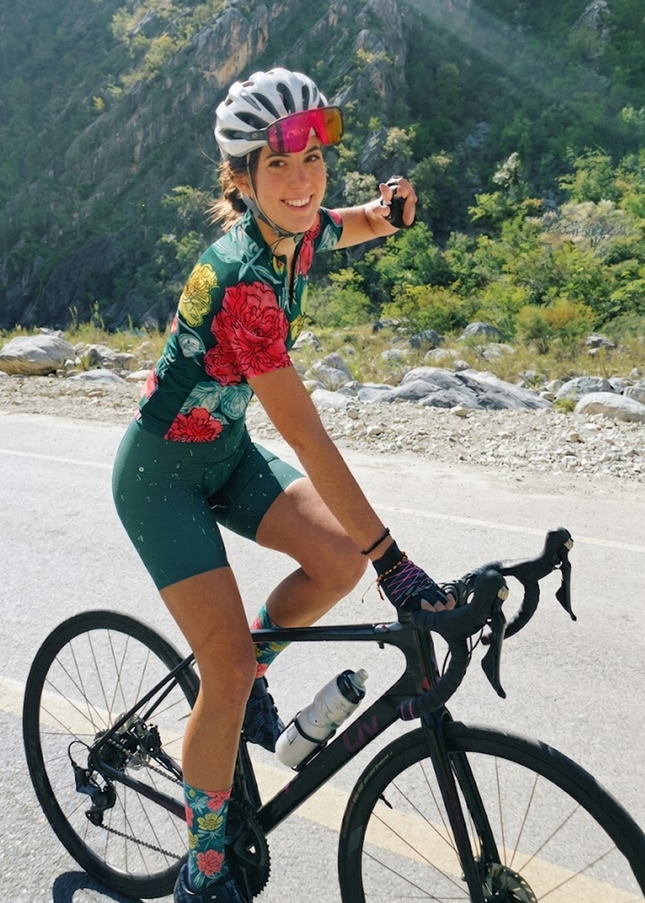 ROCKBROS Women's Vintage Hand-Drawn Bold Floral Print Short Sleeve Cycling Set