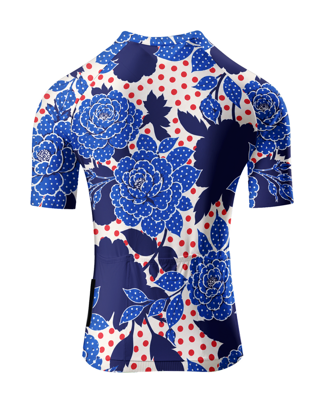 ROCKBROS Women's Indigo Bloom & Polka Mix All-Weather Pro Aero Jersey