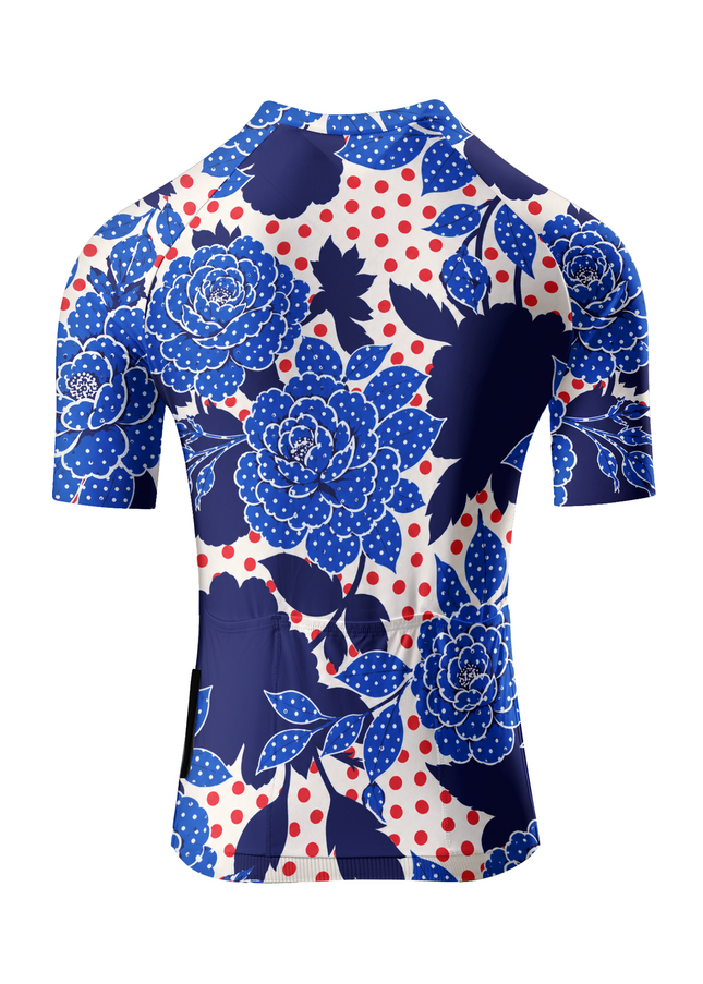 ROCKBROS Women's Indigo Bloom & Polka Mix All-Weather Pro Aero Jersey