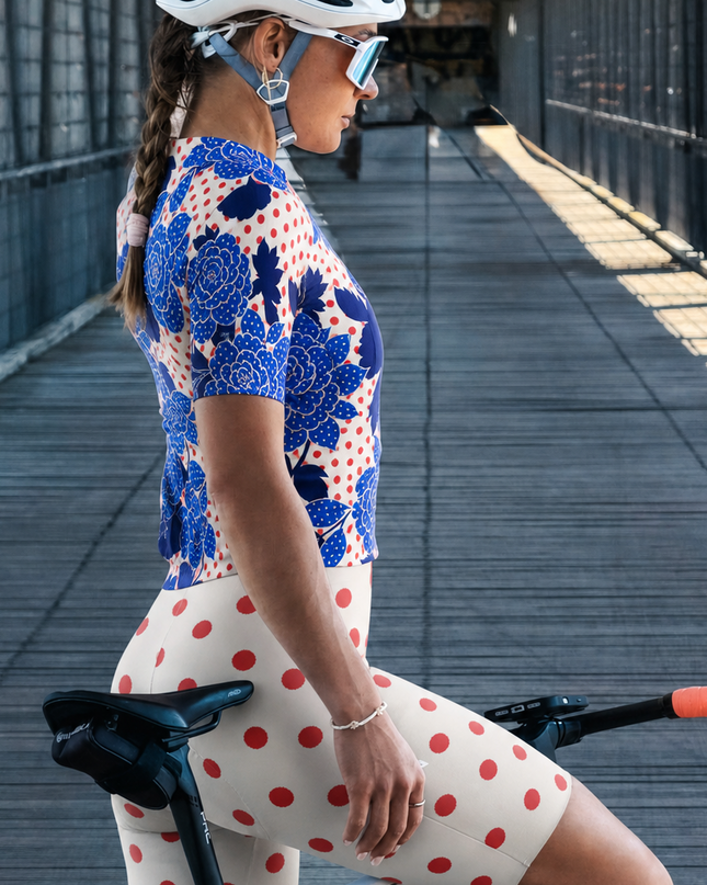 ROCKBROS Women's Indigo Bloom & Polka Mix All-Weather Pro Aero Set