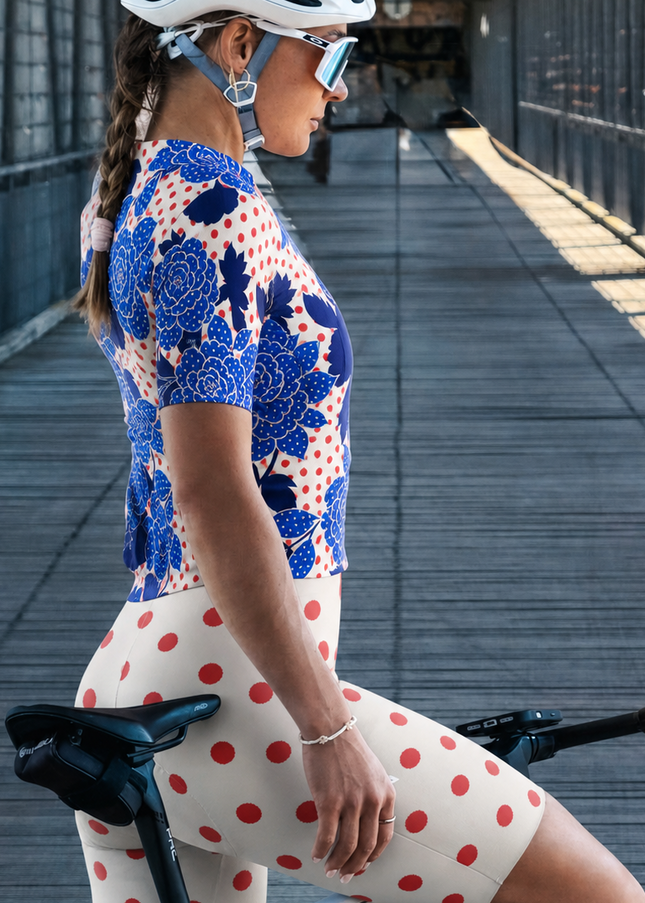 ROCKBROS Women's Indigo Bloom & Polka Mix All-Weather Pro Aero Set