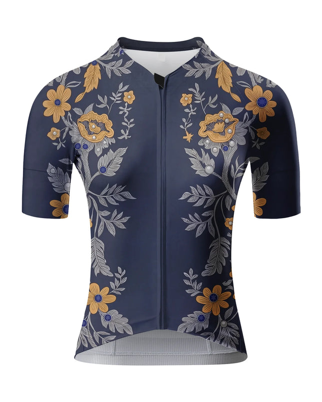 ROCKBROS Women's Vintage Floral Pattern Short Sleeve Cycling Jersey