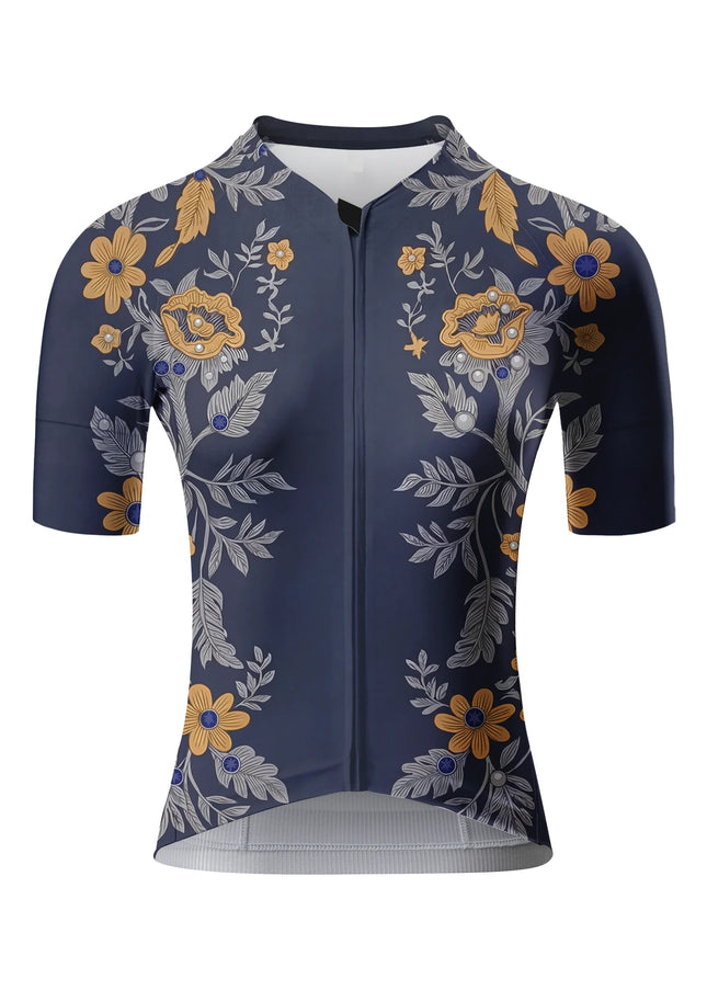 ROCKBROS Women's Vintage Floral Pattern Short Sleeve Cycling Jersey