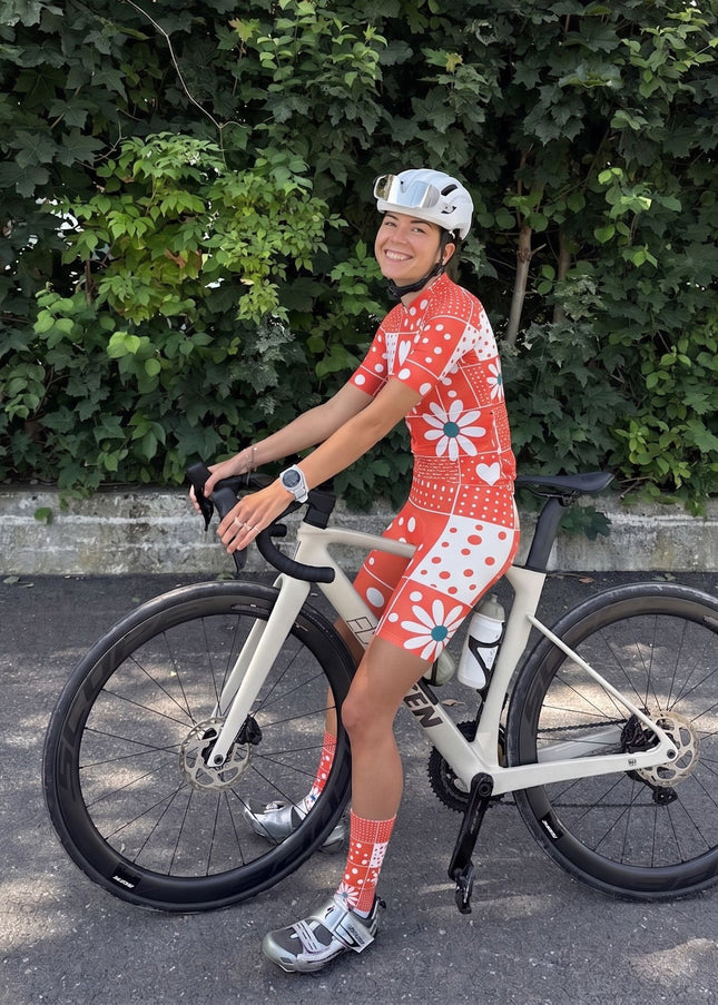 ROCKBROS Women's Patchwork Floral Print Cycling Bibs