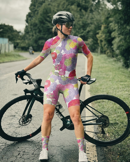 ROCKBROS Women's Dot Floral Print Short Sleeve Cycling Set