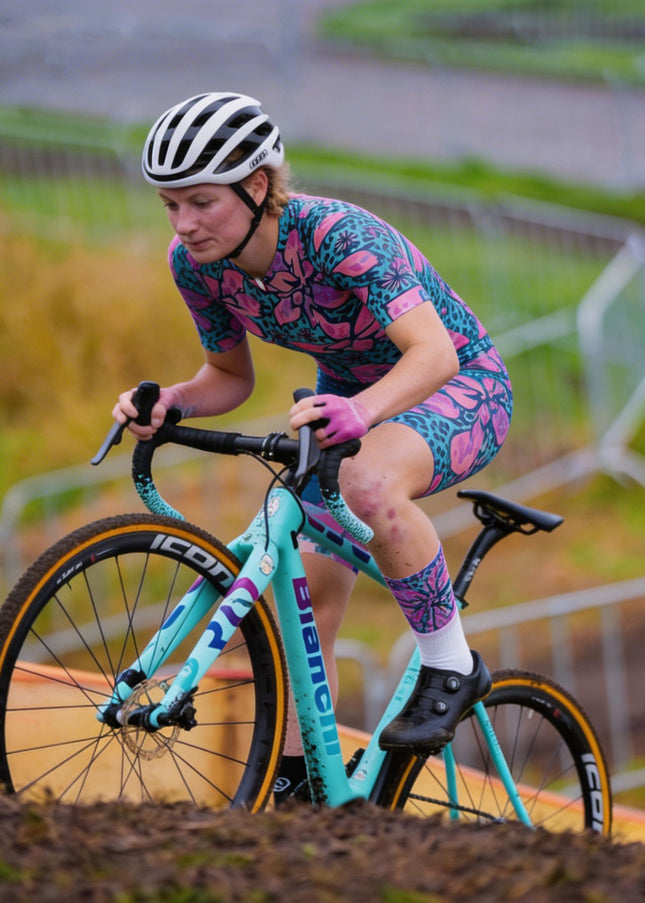 ROCKBROS Women's Leopard Floral Print Short Sleeve Cycling Jersey