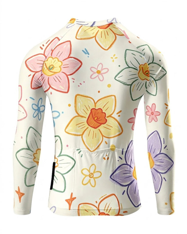 ROCKBROS Women's Hand-Drawn Graffiti Style Colorful Floral Long-Sleeve Cycling Jersey
